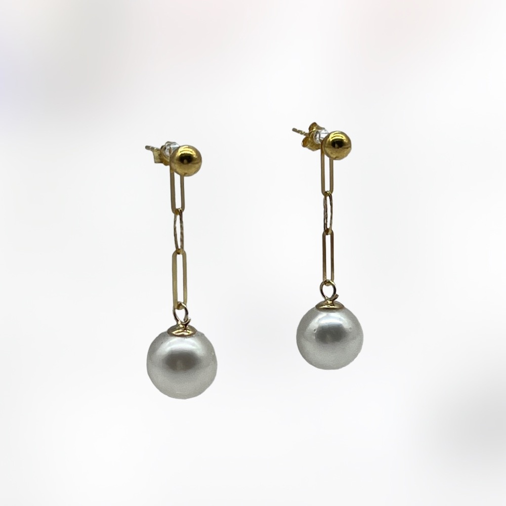 South Sea Pearl White Detachable Dainty Paper Clip Pearl Drop Earrings 1…